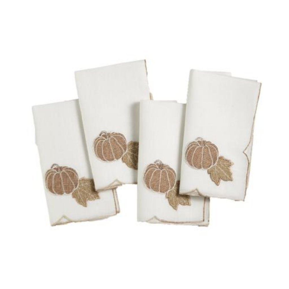 Homewear Pumpkin Set of 4 Napkins Ivory 18" X 18"